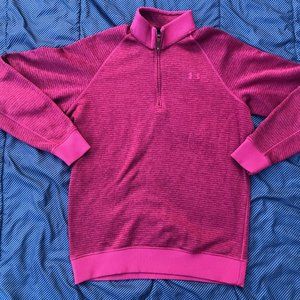 UNDER ARMOR Cold Gear Men's 1/4 Zip Pull over Fleece Sweater size LARGE L PURPLE